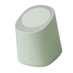 Mini Bänkskiva soptunna Liten Plast Bänkskiva Papperskorg Avfallsdunk med presstyp Lock för badrum Sovrum Vardagsrum Sminkbord Morino Green