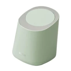 Mini Bänkskiva soptunna Liten Plast Bänkskiva Papperskorg Avfallsdunk med presstyp Lock för badrum Sovrum Vardagsrum Sminkbord Morino Green