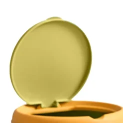 Mini papperskorg med lock Söt tecknad design Plastbänkskiva med lock för bord sängbord skrivbord kontor gul