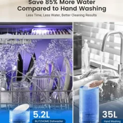 Diskmaskiner-Minidiskmaskin, minidiskmaskin med touchkontroll, 9 program, portabel bordsdiskmaskin, 5,2 liters vattentank, kan användas med/utan vattenanslutning | CDON