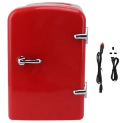 Kylskåp-Minikylskåp 4L Bärbar kylare Värmare Personligt kylskåp Inkluderar DC12V bilkontakt för hudvård Dryck AC100‑240V Röd UK-kontakt