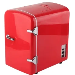Kylskåp-Minikylskåp 4L Bärbar kylare Värmare Personligt kylskåp Inkluderar DC12V bilkontakt för hudvård Dryck AC100‑240V Röd UK-kontakt
