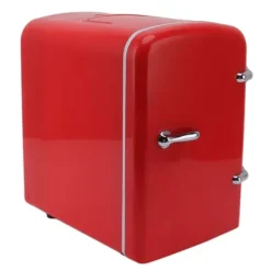 Kylskåp-Minikylskåp 4L Bärbar kylare Värmare Personligt kylskåp Inkluderar DC12V bilkontakt för hudvård Dryck AC100‑240V Röd UK-kontakt