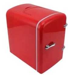 Kylskåp-Minikylskåp 4L Bärbar kylare Värmare Personligt kylskåp Inkluderar DC12V bilkontakt för hudvård Dryck AC100‑240V Röd UK-kontakt