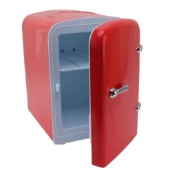 Kylskåp-Minikylskåp 4L Bärbar kylare Värmare Personligt kylskåp Inkluderar DC12V bilkontakt för hudvård Dryck AC100‑240V Röd UK-kontakt