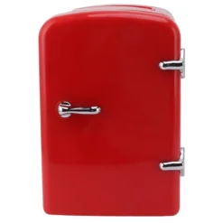 Kylskåp-Minikylskåp 4L Bärbar kylare Värmare Personligt kylskåp Inkluderar DC12V bilkontakt för hudvård Dryck AC100‑240V Röd UK-kontakt