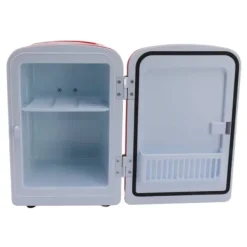 Kylskåp-Minikylskåp 4L Bärbar kylare Värmare Personligt kylskåp Inkluderar DC12V bilkontakt för hudvård Dryck AC100‑240V Röd UK-kontakt