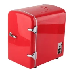 Kylskåp-Minikylskåp 4L Bärbar kylare Värmare Personligt kylskåp Inkluderar DC12V bilkontakt för hudvård Dryck AC100‑240V Röd UK-kontakt