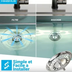 Diskhokorgar-Minismus Korg för Köksvask 82 mm - Universell Sil i Rostfritt Stål, Pop-Up Kork