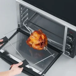 Severin Grillugnar & Ugnar Med Roterande Stekspett-Miniugn TO2058 roterande värme 42 L, pizzasten och spett, 1800 W bänkugn, 120 min timer, Svart/Rostfritt stål