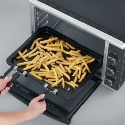 Severin Miniugn TO2058 roterande värme 42 L, pizzasten och spett, 1800 W bänkugn, 120 min timer, Svart/Rostfritt stål