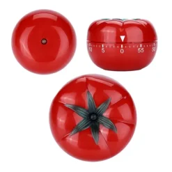 Äggklockor-60-minuters tomatformad mekanisk nedräkningstimer för matlagning och bakning i kök (6,3 x 4,5 cm)