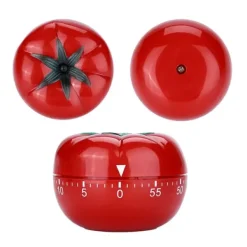 Äggklockor-60-minuters tomatformad mekanisk nedräkningstimer för matlagning och bakning i kök (6,3 x 4,5 cm)