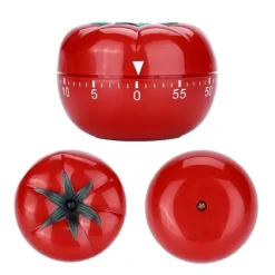 Äggklockor-60-minuters tomatformad mekanisk nedräkningstimer för matlagning och bakning i kök (6,3 x 4,5 cm)