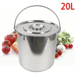 Mjölkburk - Hink - Rostfritt Stål - 20 L - Med Lock - Tjockväggad - Tål Kokande Vatten