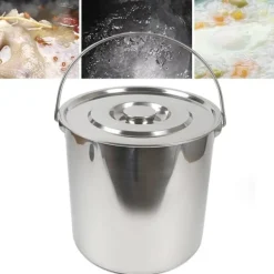 Mjölkburk - Hink - Rostfritt Stål - 20 L - Med Lock - Tjockväggad - Tål Kokande Vatten