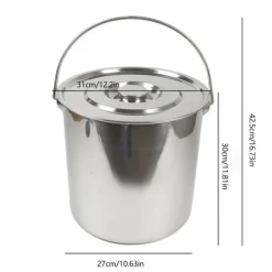 Mjölkburk - Hink - Rostfritt Stål - 20 L - Med Lock - Tjockväggad - Tål Kokande Vatten