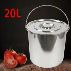 Mjölkburk - Hink - Rostfritt Stål - 20 L - Med Lock - Tjockväggad - Tål Kokande Vatten