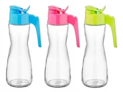 275ML ​​OLIVOLJEFLASKA GLAS 1 st. MED HANDTAG OCH LOCK FÖR OLJA OCH ÄTTIKA