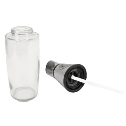 Olje- & Vinägerbehållare-500ml oljedispenser läckagesäker glas silikon akryl presstyp kvantitativ oljeflaska för hälsokök silver