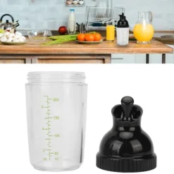 Vispar & Shakers För Salladsdressing-200ml salladsdressingshaker BPA-fri förhindrar läckage salladsdressingburk med lock för kök svart