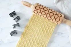 MoodForWood Träkavel 25 cm med handtag, set om 3, graverad, perfekt för bakning - geometriskt mönster