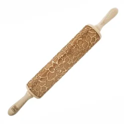 MoodForWood Träkavel, Graverad, 43 cm med Handtag, Perfekt för Bakning - Suckulenter Mönster