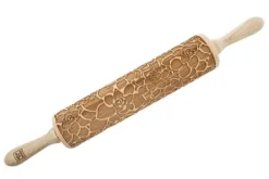 MoodForWood Träkavel, Graverad, 43 cm med Handtag, Perfekt för Bakning - Suckulenter Mönster