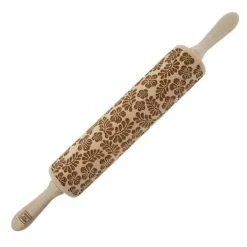 MoodForWood Träkavel, Graverad, 43 cm med Handtag, Perfekt för Bakning - Paradise Pattern