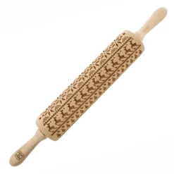 MoodForWood Träkavel, Graverad, 43 cm med Handtag, Perfekt för Bakning - Norskt Mönster