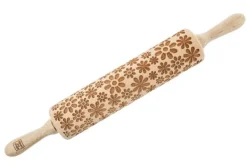 MoodForWood Träkavel, Graverad, 43 cm med Handtag, Perfekt för Bakning - Flower Power Blommönster