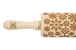 MoodForWood Träkavel, Graverad, 43 cm med Handtag, Perfekt för Bakning - Flower Power Blommönster