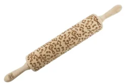 MoodForWood Träkavel, Graverad, 43 cm med Handtag, Perfekt för Bakning - Musik och Noter Mönster