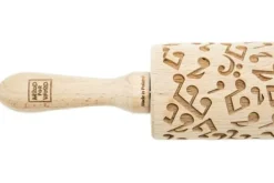 MoodForWood Träkavel, Graverad, 43 cm med Handtag, Perfekt för Bakning - Musik och Noter Mönster