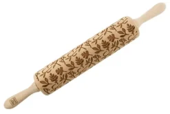 MoodForWood Träkavel, Graverad, 43 cm med Handtag, Perfekt för Bakning - Örtmönster