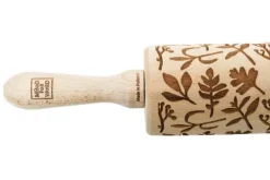 MoodForWood Träkavel, Graverad, 43 cm med Handtag, Perfekt för Bakning - Örtmönster