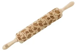 MoodForWood Träkavel, Graverad, 43 cm med Handtag, Perfekt för Bakning - Ginko Biloba Mönster