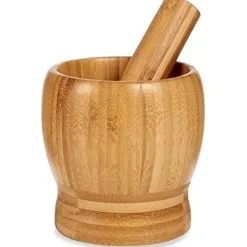 Mortlar & Mortelstötar-Mortel - BIGBUY HOME - 11 x 12 cm - Bambu - Flerfärgad - Kompakta mått