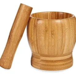 Mortlar & Mortelstötar-Mortel - BIGBUY HOME - 11 x 12 cm - Bambu - Flerfärgad - Kompakta mått