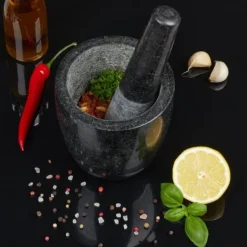 Mortlar & Mortelstötar-Mortel med stöt, 13x13 cm, Svart