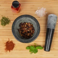 Mortlar & Mortelstötar-Mortel med stöt, 13x13 cm, Svart