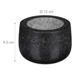 Mortlar & Mortelstötar-Mortel och stöt, Granit, 12x8.5 cm, Svart