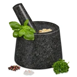 Mortel och stöt, Granit, 10x13,5 cm, Grå