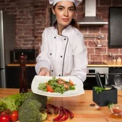 Mortel och stöt, Granit, 9.5x11x11 cm, Svart