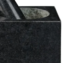 Mortel och stöt, Granit, 9.5x11x11 cm, Svart
