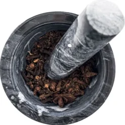 Mortlar & Mortelstötar-Mortel och stöt i granit - Orion - 10 cm - Hållbar - Idealisk för kryddor och örter - Diskmaskin säker