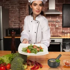 Mortel och stöt, 8x16 cm, Grå, Granit