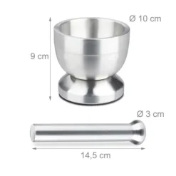 Mortel och stöt, 10x9 cm, Silver