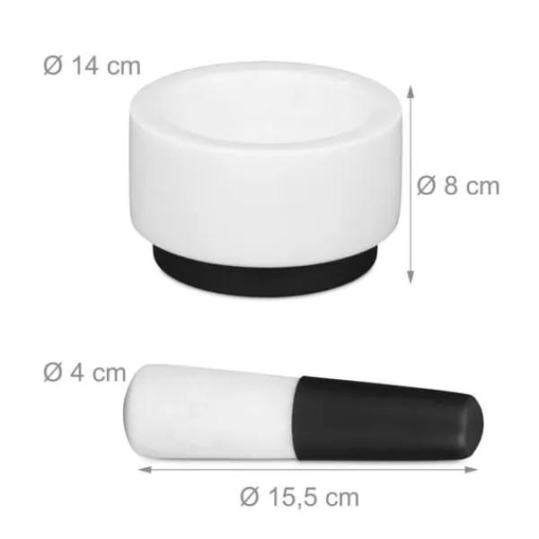 Mortlar & Mortelstötar-Mortel och stöt, 8x14 cm, vit marmor