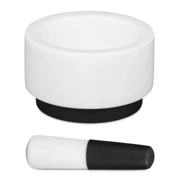 Mortlar & Mortelstötar-Mortel och stöt, 8x14 cm, vit marmor